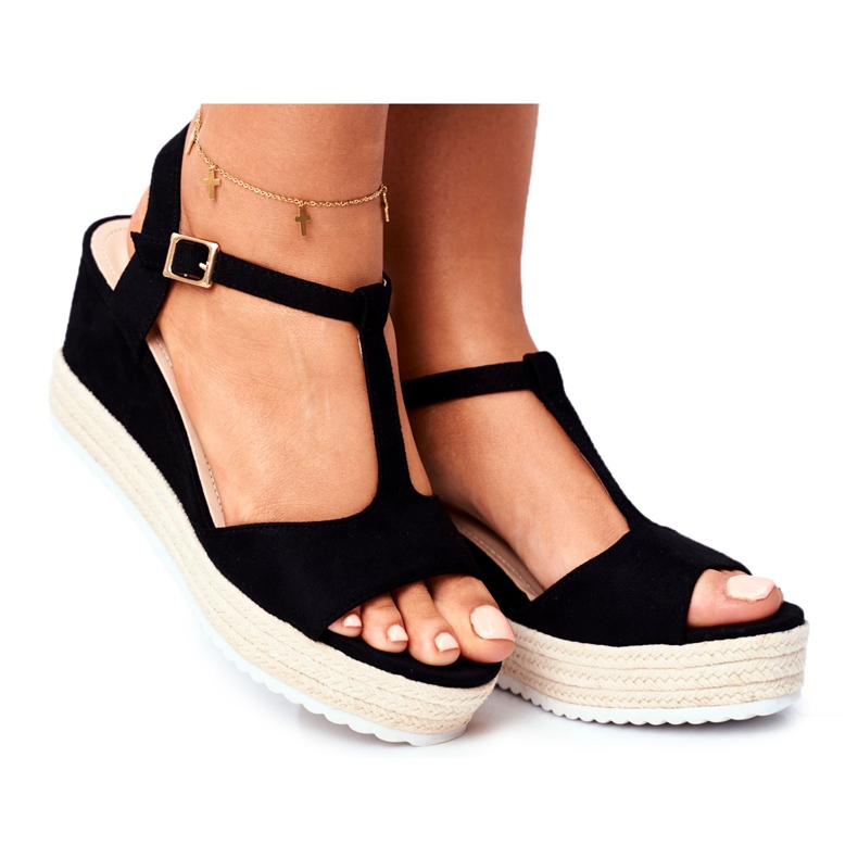 SEA Naisten sandaalit Wedge Black Papillon musta
