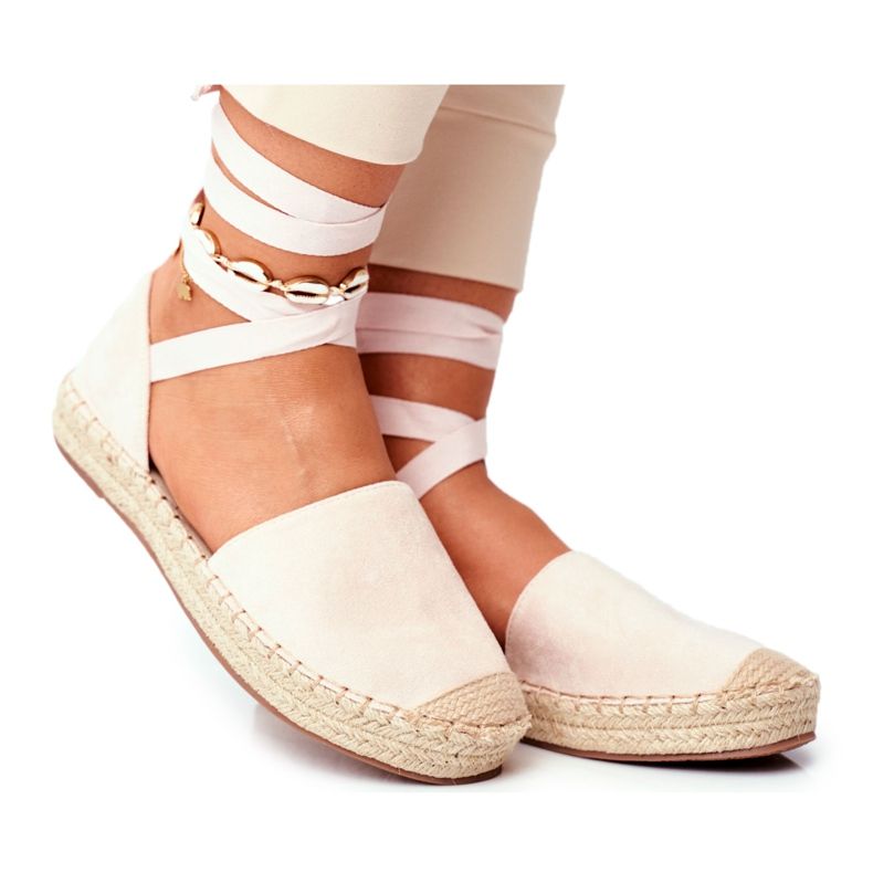 PS1 Naisten espadrillit, sidottu pellava, beige Bonjour