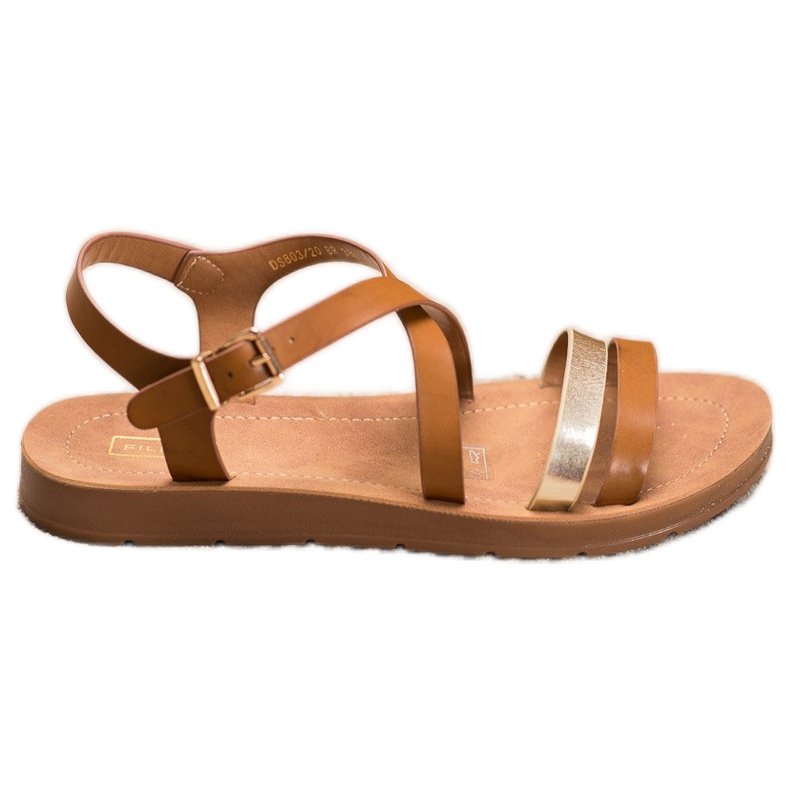 Filippo Rento sandaalit kultaraidalla ruskea kultainen