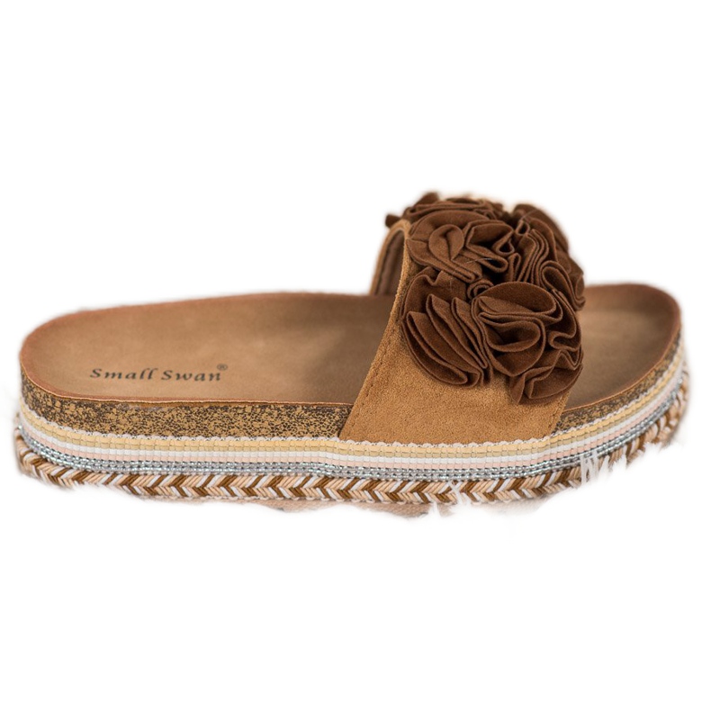 Small Swan Mokkanahkatossut koristeilla ruskea