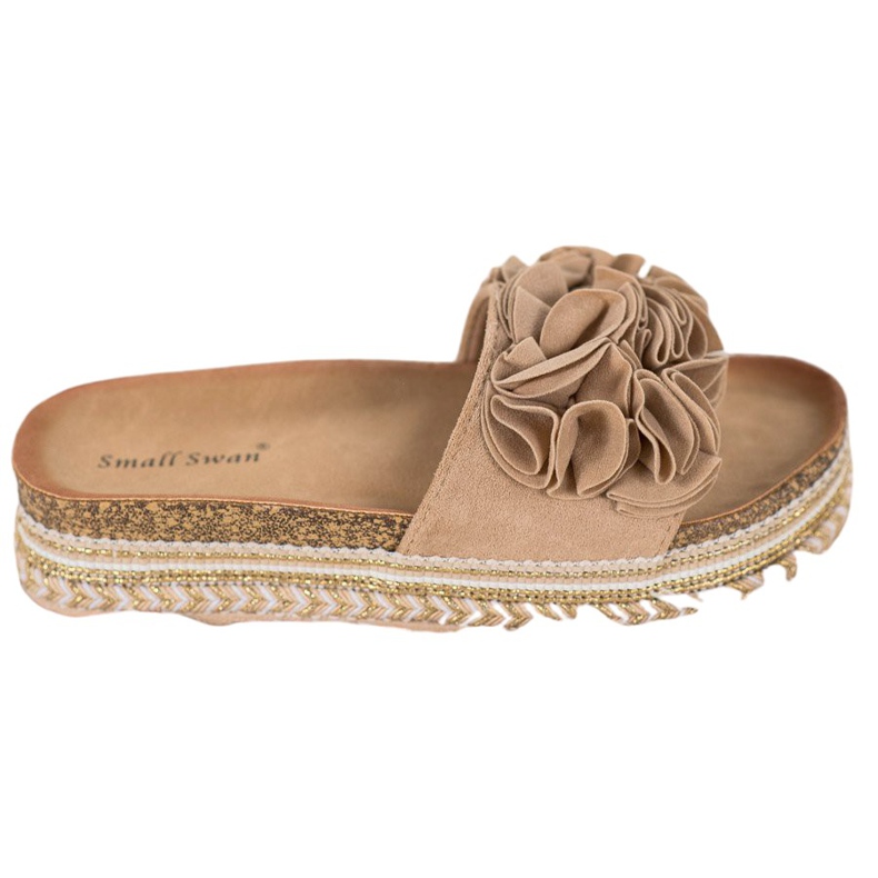 Small Swan Mokkanahkatossut koristeilla ruskea