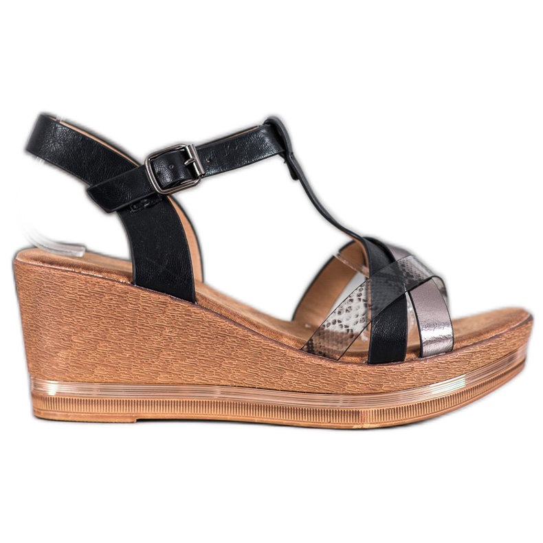 Evento Tyylikkäät kiilamaiset sandaalit musta