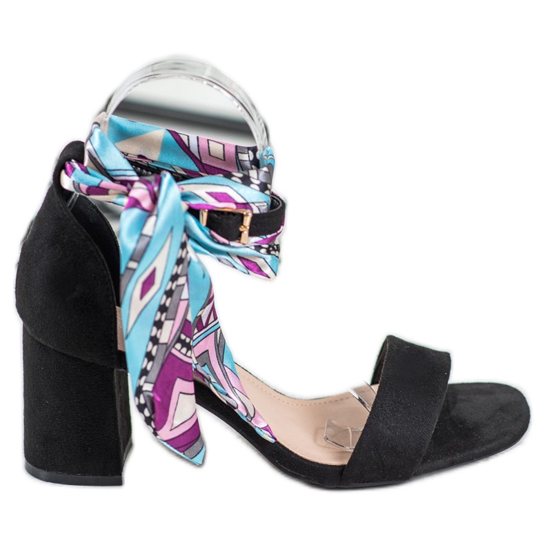 Evento Mokkanahkaiset sandaalit värikkäällä nauhalla musta monivärinen