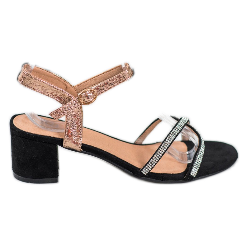 Small Swan Sandaalit baarissa, jossa on kuutiometriä musta keltainen