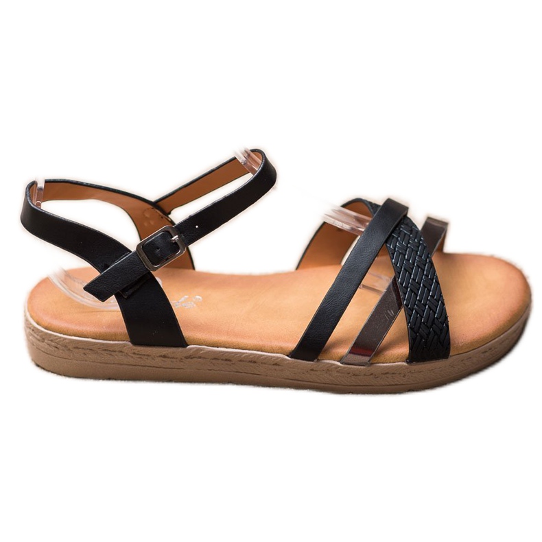 Weide Tyylikkäät ekologisesta nahasta valmistetut sandaalit musta