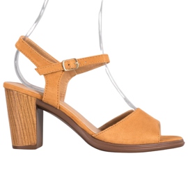 SHELOVET Kamelin mokkanahkaiset sandaalit ruskea