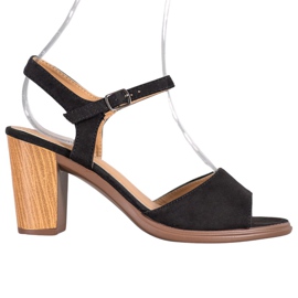 SHELOVET Mustat mokkanahkaiset sandaalit