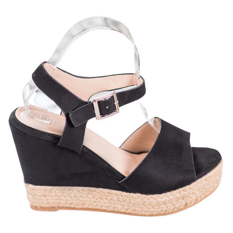 Clowse Mustat sandaalit korkealla kiilalla