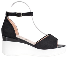 Weide Mokkanahkaiset sandaalit valkoisella kiilalla musta