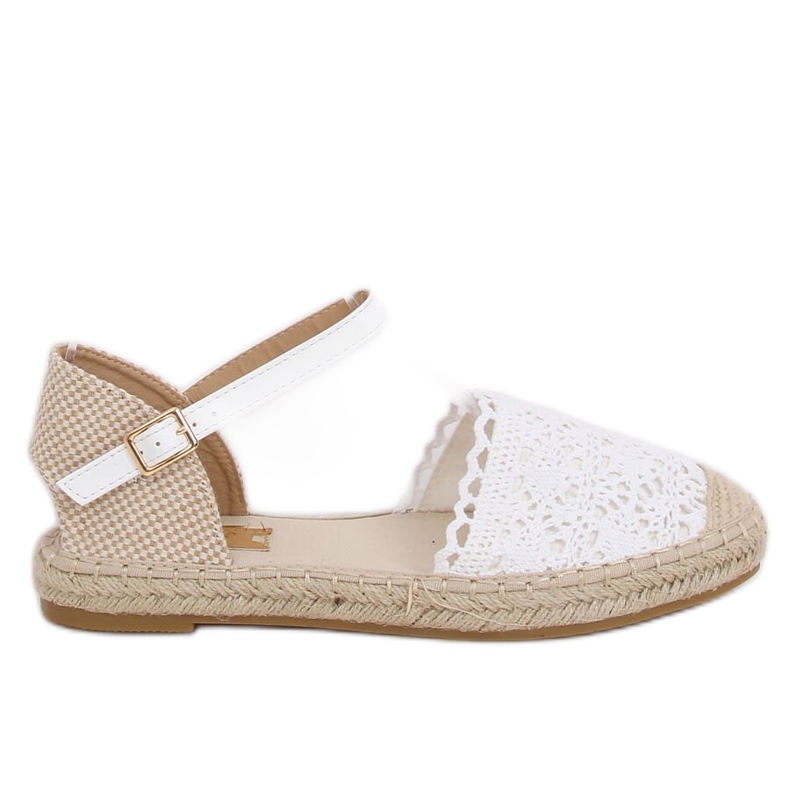 Valkoiset pitsi-espadrillit L-1067 Valkoinen