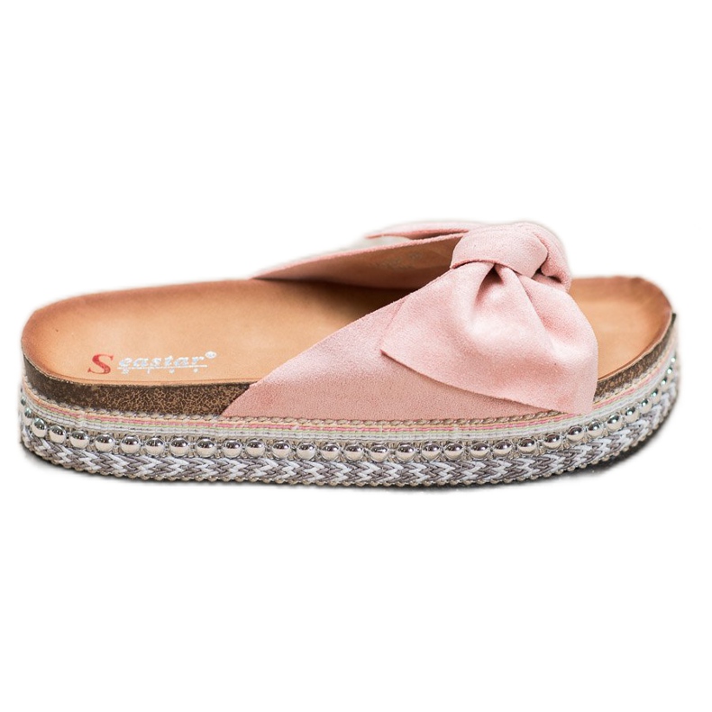 Seastar Mokkanahkatossut koristeellisella alustalla vaaleanpunainen