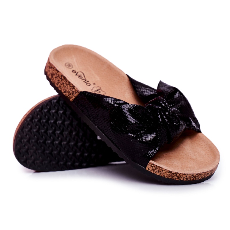 EVE Naisten tossut suurella jousella Black Lovely Time musta