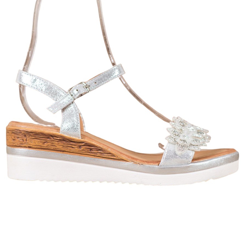 Mannika Tyylikkäät kiilat koristeilla harmaa