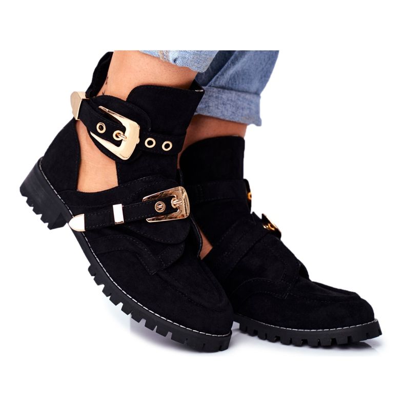 Lu Boo Black Suede Cut Out Kengät Rock Girl musta