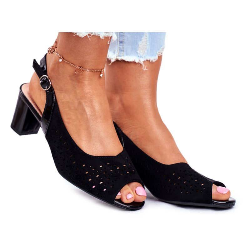 Naisten sandaalit korkealla korolla Sergio Leone musta SK832