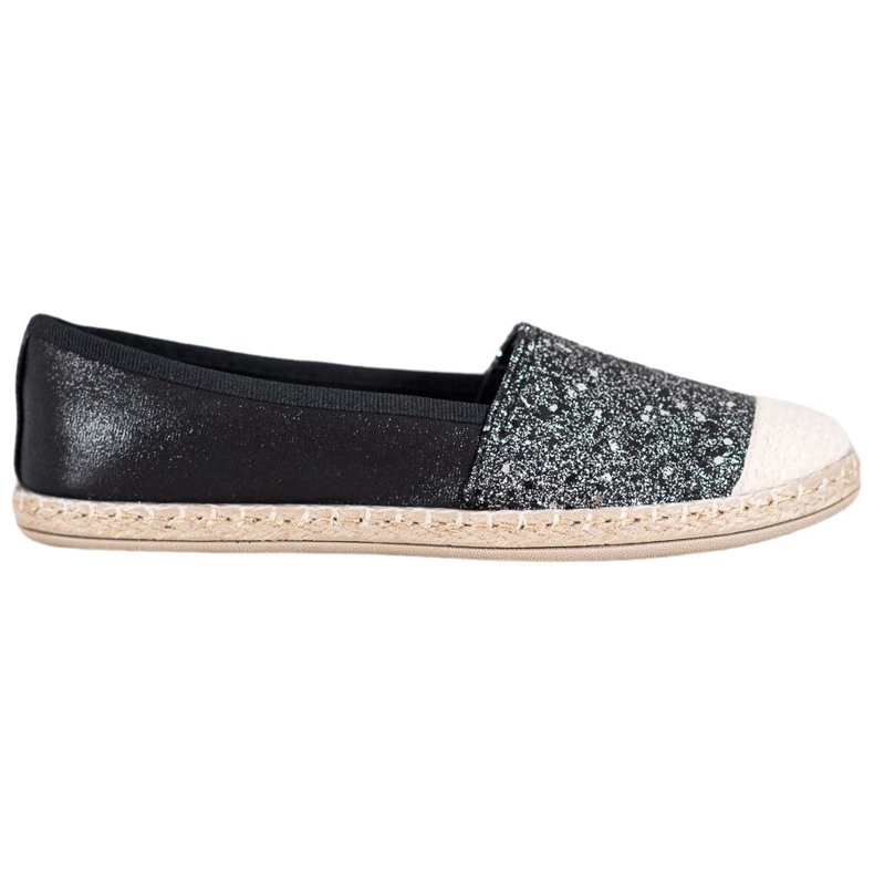 SHELOVET Mustat espadrillit glitterillä