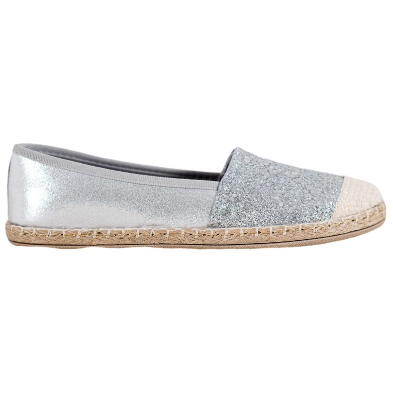 SHELOVET Hopeiset espadrillit glitterillä harmaa