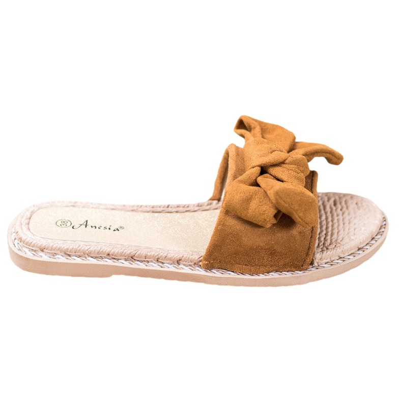 Anesia Paris Tyylikkäät mokkanahkatossut ruskea