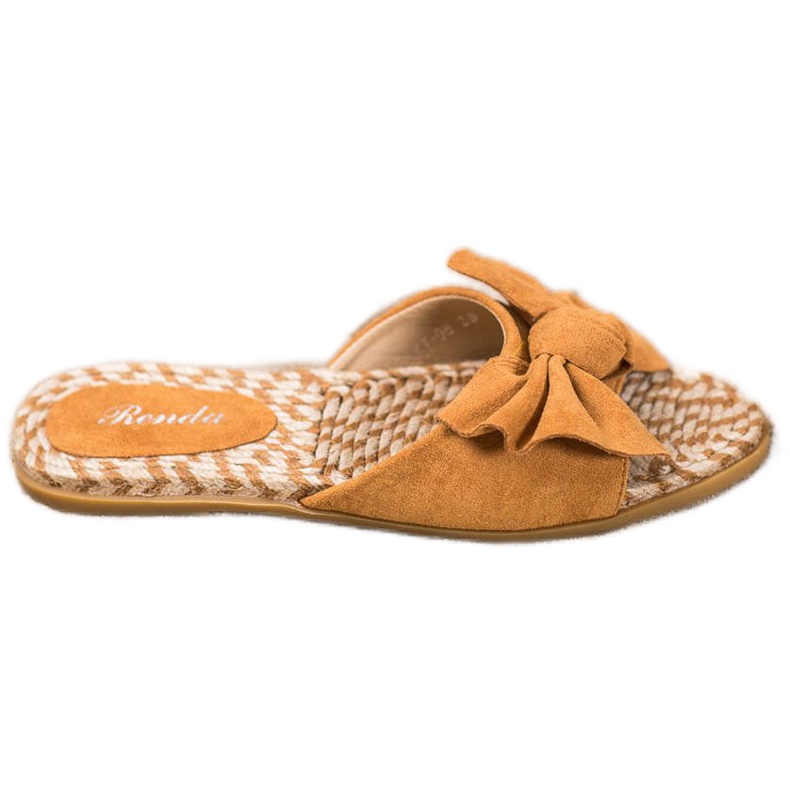 Renda Tyylikkäät tossut, joissa on rusetti ruskea