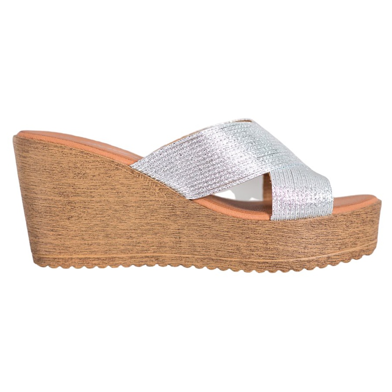 Renda Hopeiset kiilatossut harmaa