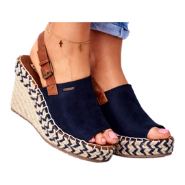 Naisten sandaalit Wedge Big Star Navy Blue FF274980 ruskea tummansininen