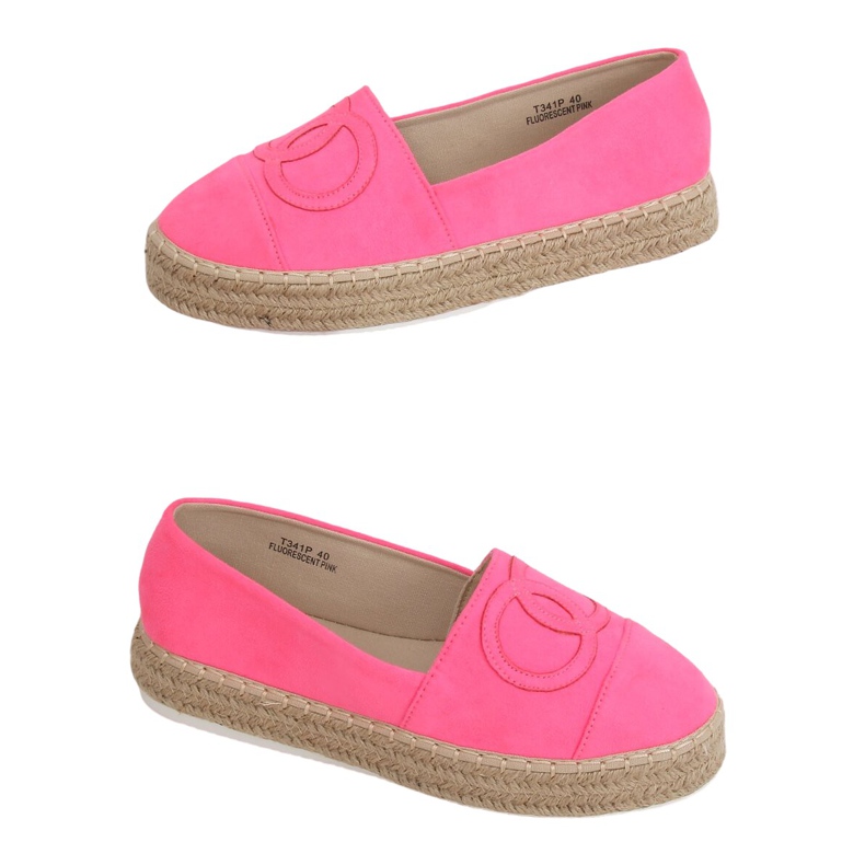 Neon naisten espadrillit T341P Fluorescent Pink vaaleanpunainen