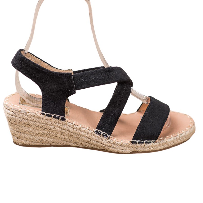 Renda Suede Espadrilles Sandaalit musta