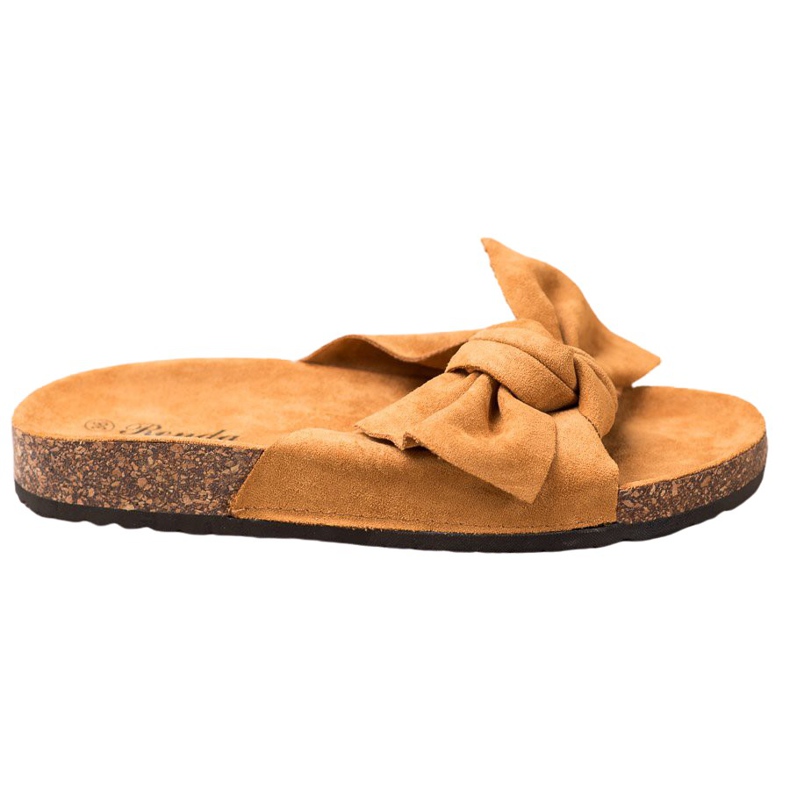 Renda Mukavat tossut, joissa on rusetti ruskea