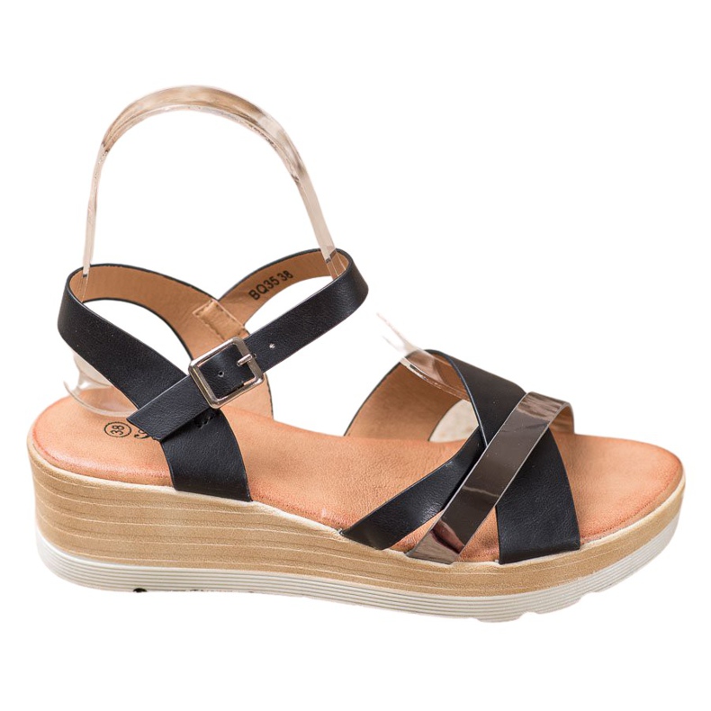 Renda Wedge sandaalit musta