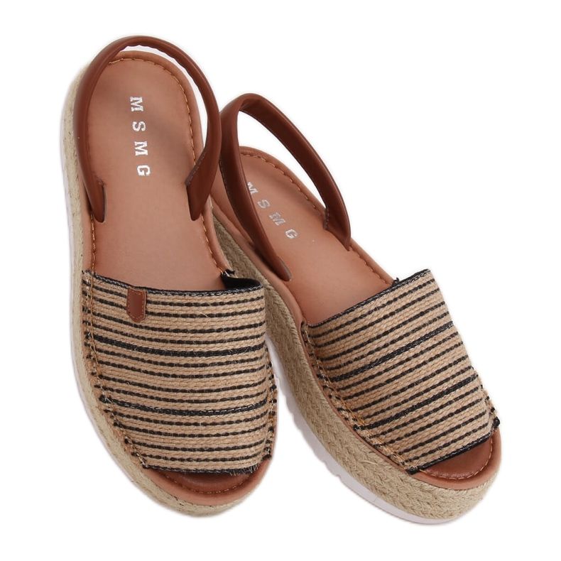Mustat sandaalit espadrillit WH935 Musta beige ruskea