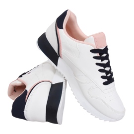 Valkoiset naisten urheilukengät BK938 WHITE / NAVY valkoinen tummansininen