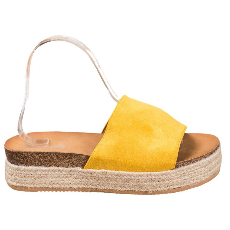 Renda Mokkanahkatossut alustalla keltainen