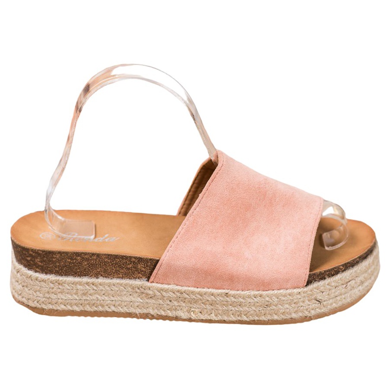 Renda Mokkanahkatossut alustalla vaaleanpunainen