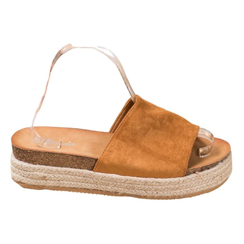 Renda Mokkanahkatossut alustalla ruskea