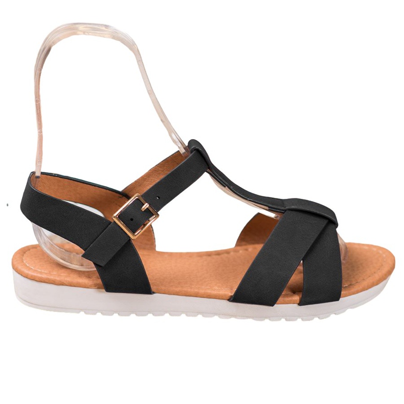 SHELOVET Mustat tekstiiliset sandaalit