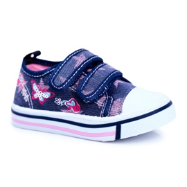 Le Scarpe Lasten lenkkarit Navy Blue Junalo Velcro tummansininen vaaleanpunainen