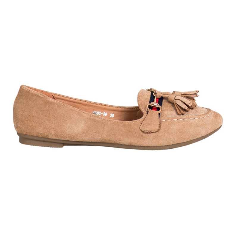 SHELOVET Beige Loaferit Fringes