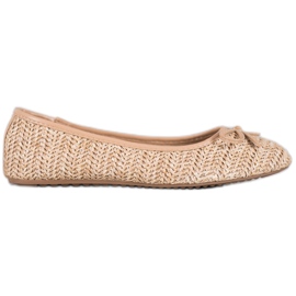 SHELOVET Punottu ballerina jousella beige