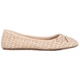 SHELOVET Punottu ballerina jousella beige