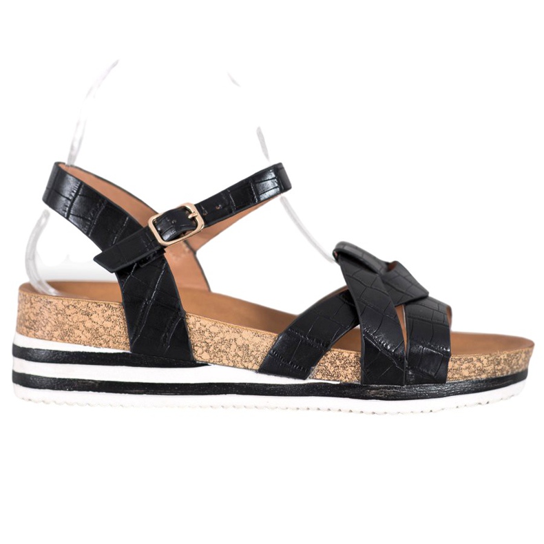 Comer Mustat sandaalit Eco -nahkaa