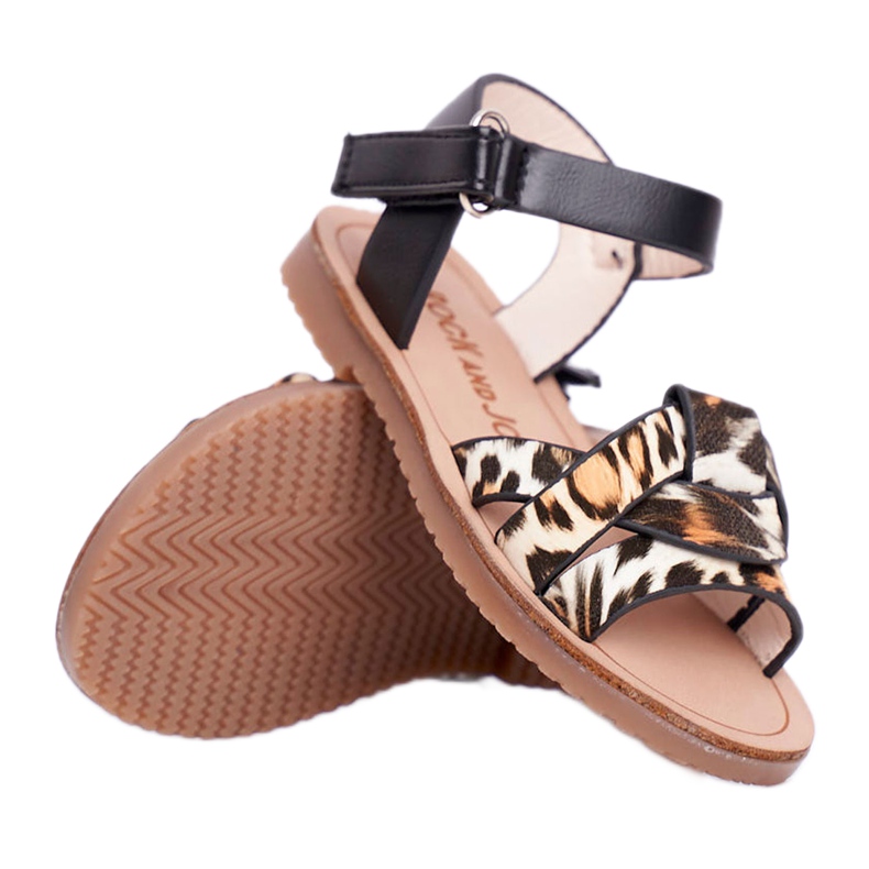 FRROCK Lasten sandaalit Velcro Panterka Mimin kanssa ruskea musta oranssi