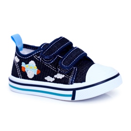 PL1 Navy Blue Nimalo Lasten lenkkarit tarranauhalla tummansininen