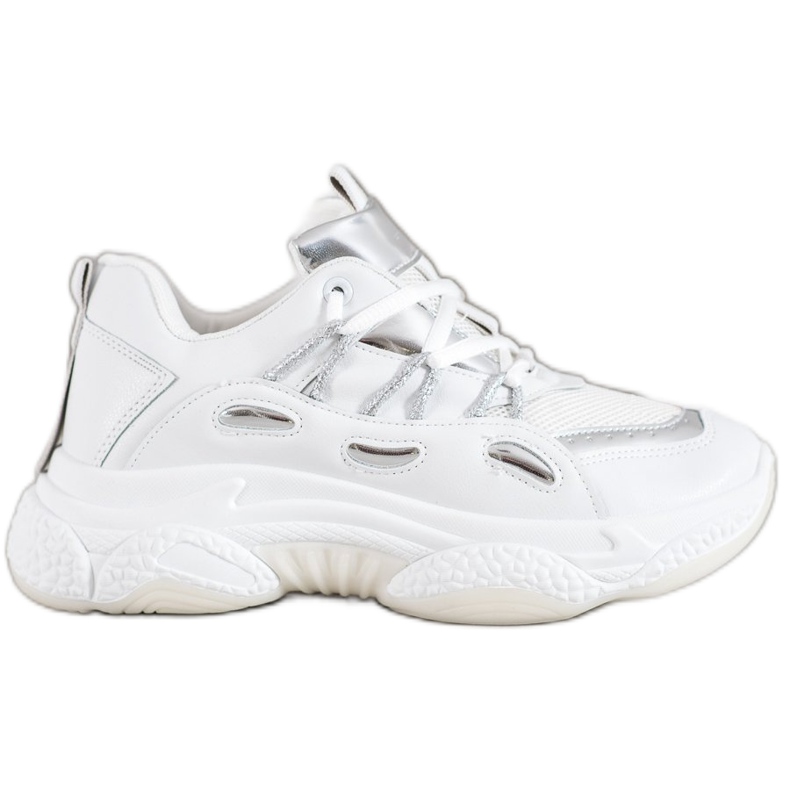 SHELOVET Valkoiset nahkaiset lenkkarit valkoinen harmaa