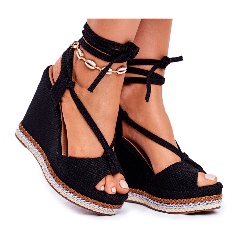 PS1 Naisten Sandaalit On Wedge Tie Black Sydney musta