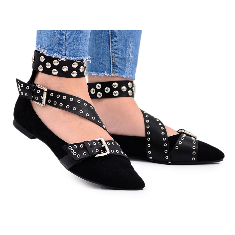 Lu Boo Black Ballerina -hihnat Niitit Spitz Esteriassa musta