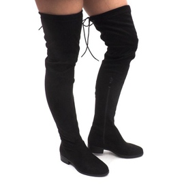 Suede Pompon saappaat AB02-53 musta