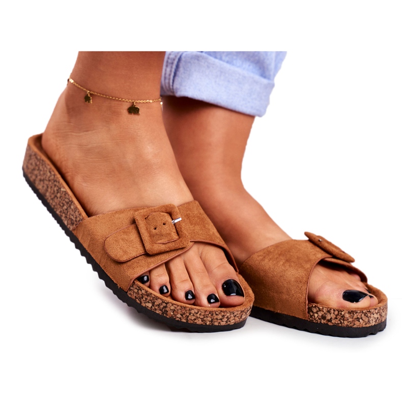 BUGO Naisten ruskeat tohvelit solki säädettävä Rosaline