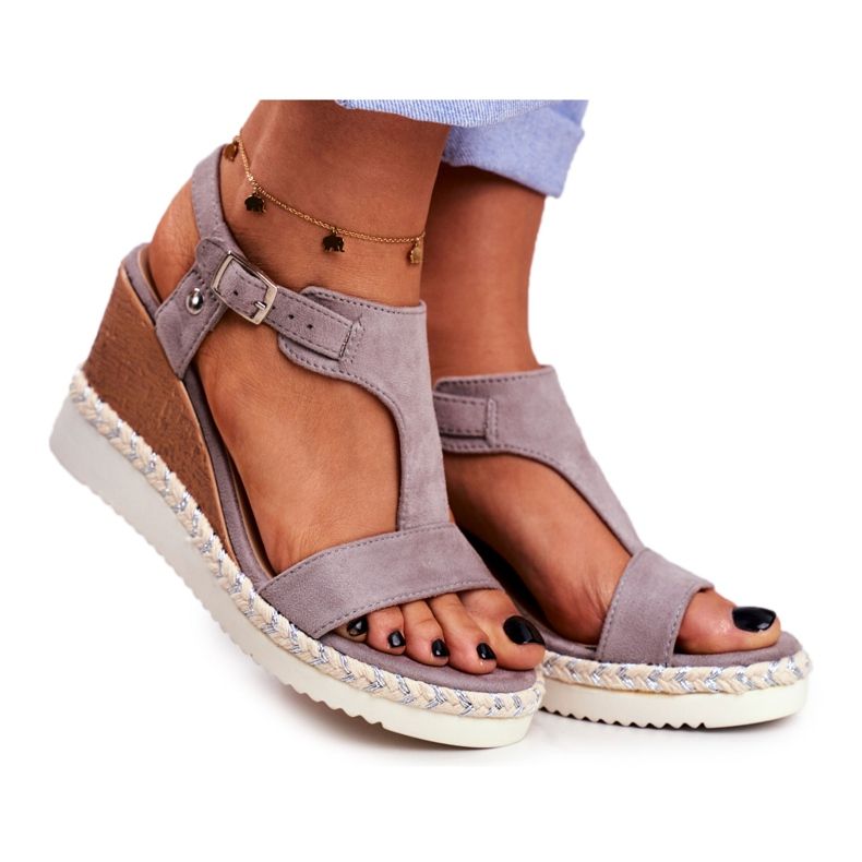 BUGO Naisten sandaalit Wedge Grey Rosa harmaa