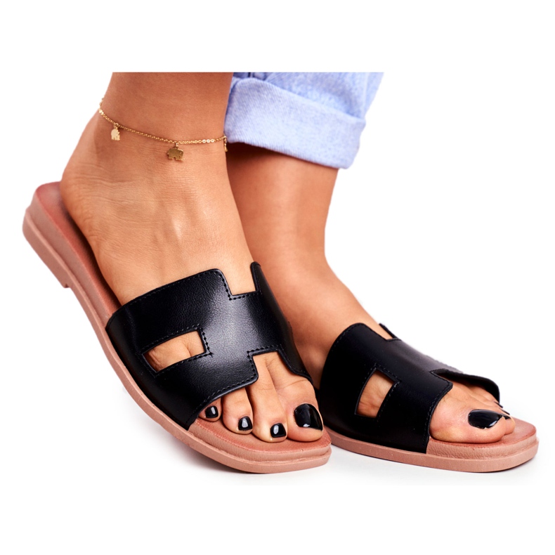 BUGO Naisten mustat geometriset klassiset Theodora -tossut