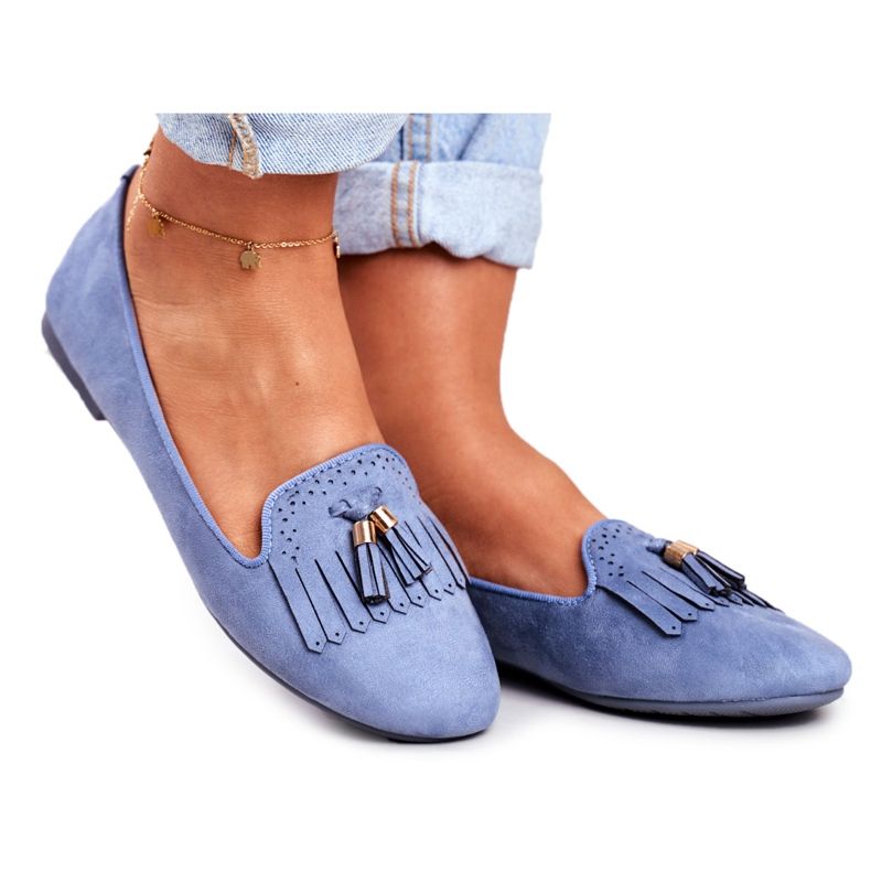 BUGO Naisten Loaferit Blue Lords Fringes Therese sininen